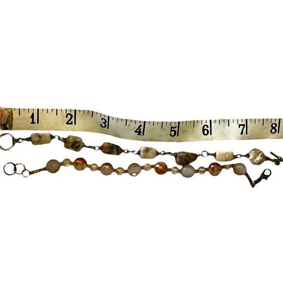 Set of Two Bracelets plus Earring Agate Marble & Faceted Beads - Picture 2 of 8